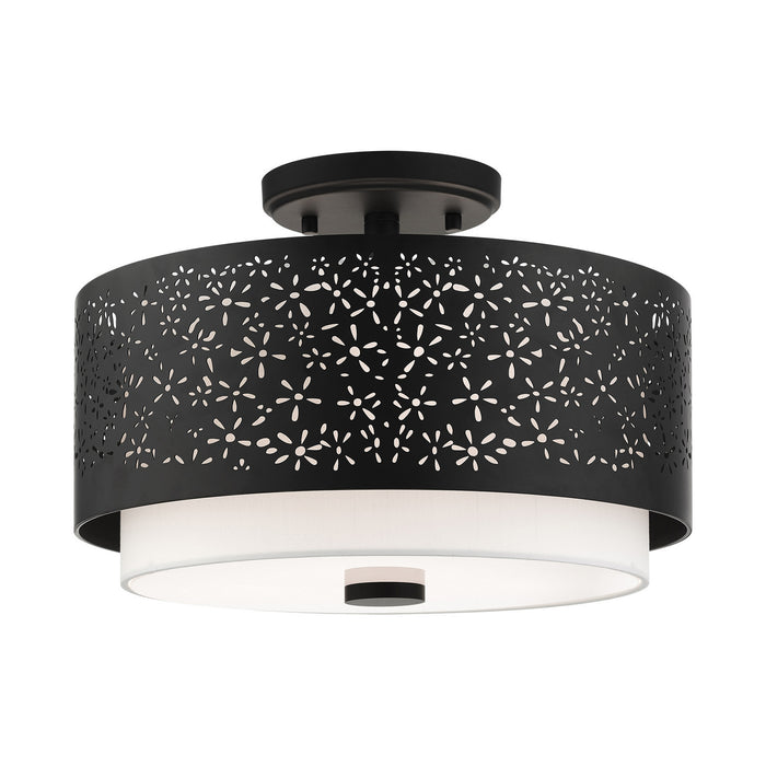 Three Light Semi Flush Mount from the Noria collection in Black finish