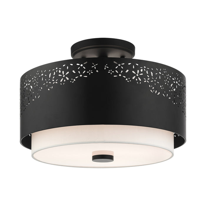 Three Light Semi Flush Mount from the Noria collection in Black finish