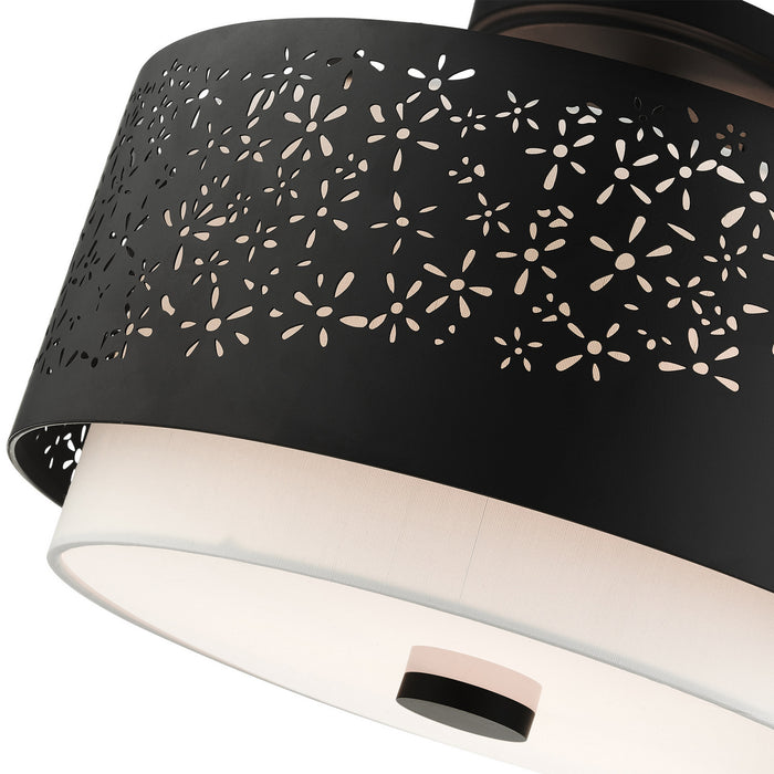 Three Light Semi Flush Mount from the Noria collection in Black finish