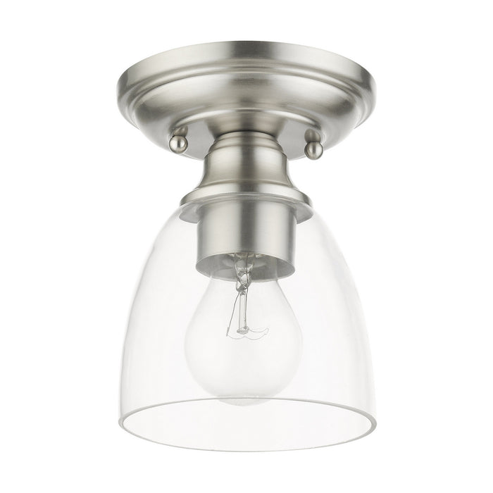 One Light Flush Mount from the Montgomery collection in Brushed Nickel finish