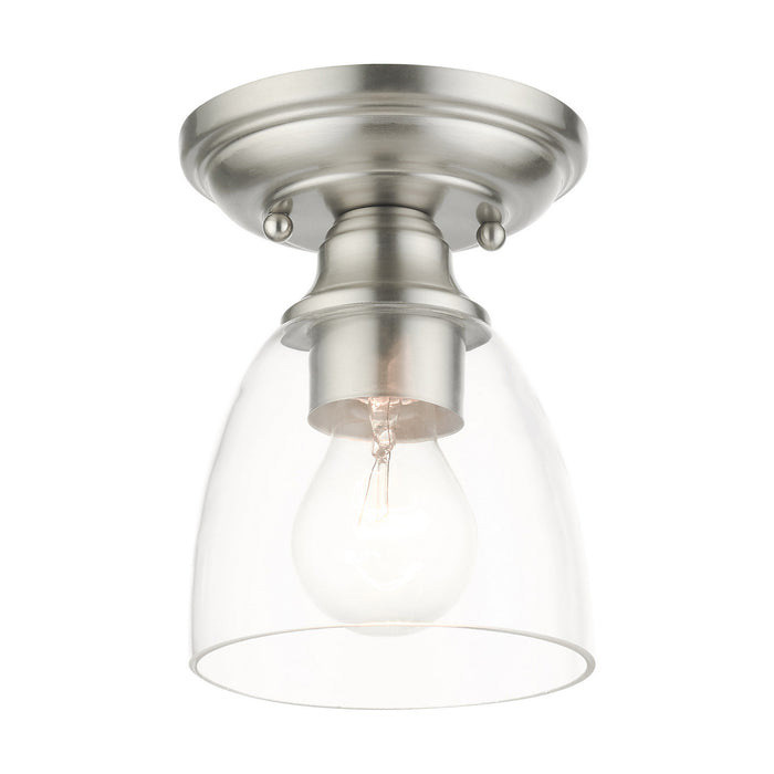 One Light Flush Mount from the Montgomery collection in Brushed Nickel finish
