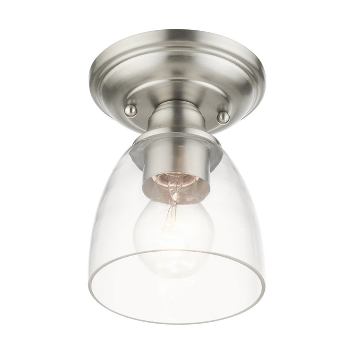 One Light Flush Mount from the Montgomery collection in Brushed Nickel finish