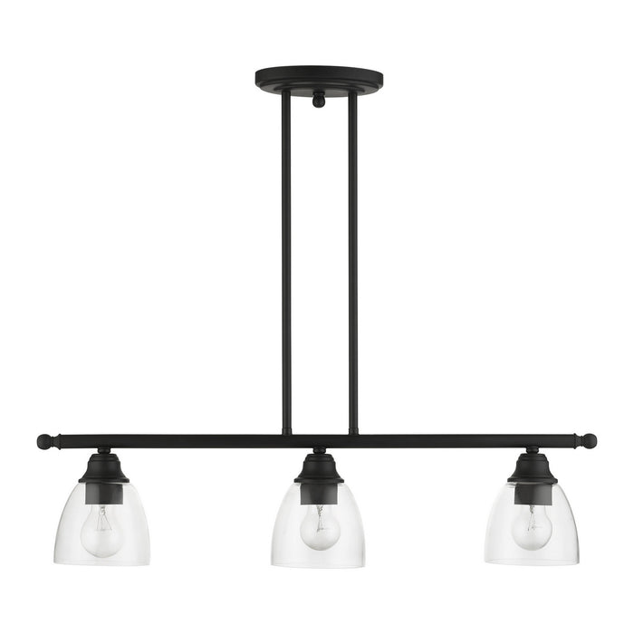 Three Light Linear Chandelier from the Montgomery collection in Black finish