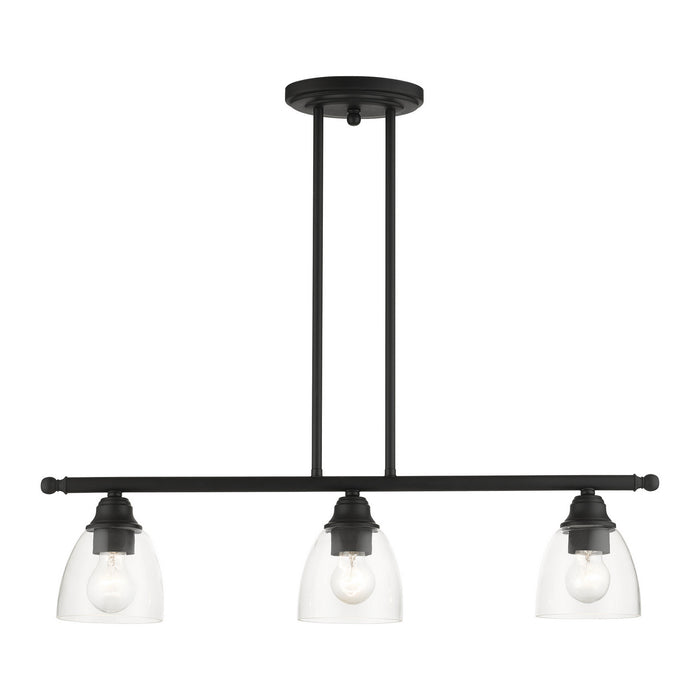 Three Light Linear Chandelier from the Montgomery collection in Black finish