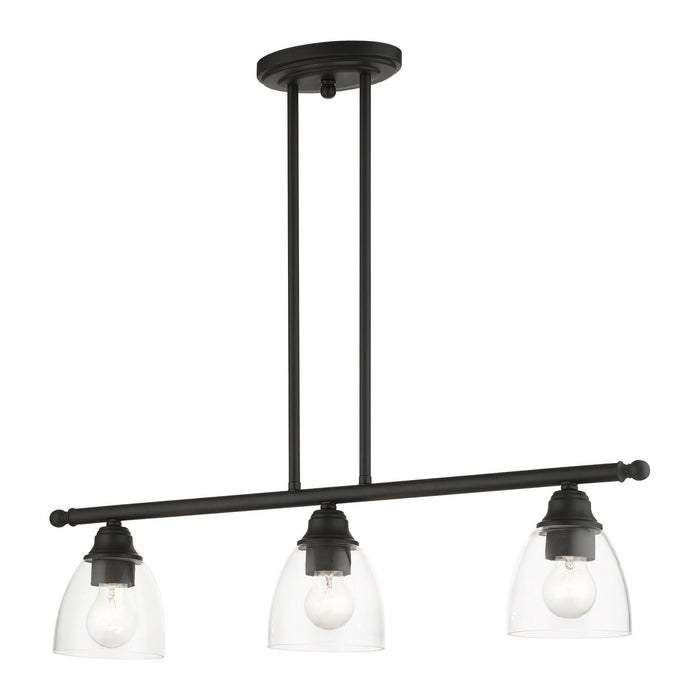 Three Light Linear Chandelier from the Montgomery collection in Black finish