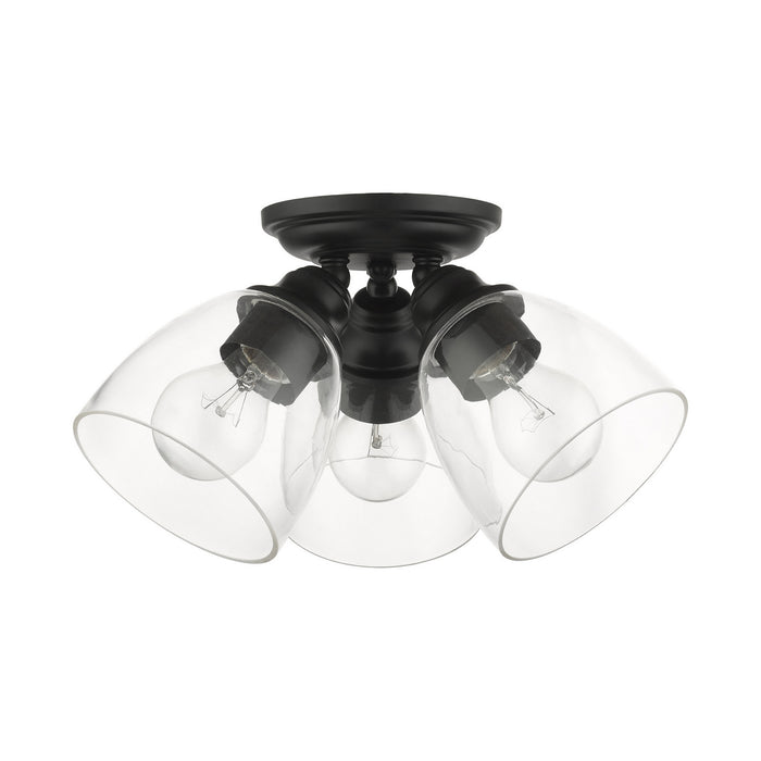 Three Light Flush Mount from the Montgomery collection in Black finish