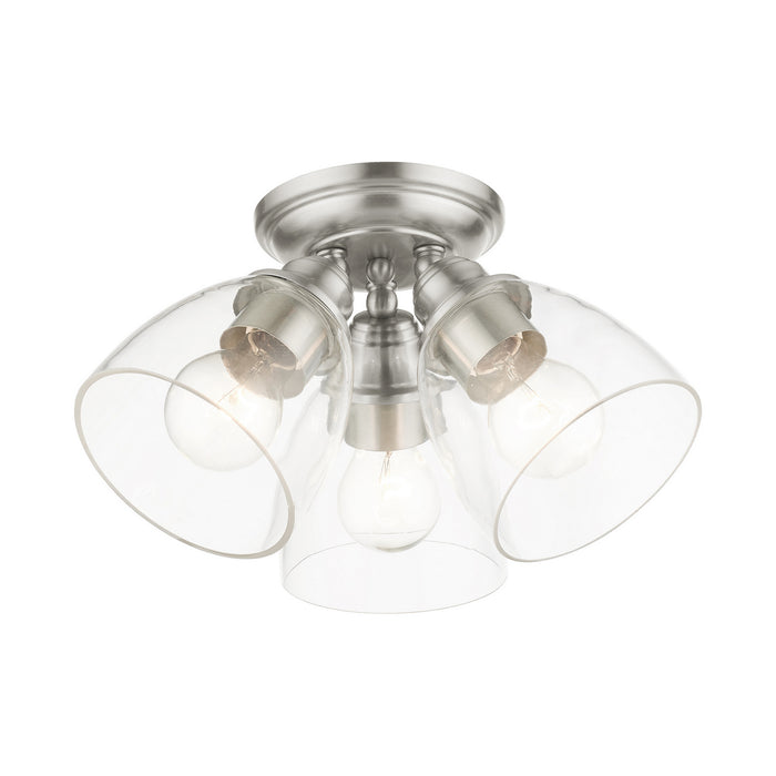 Three Light Flush Mount from the Montgomery collection in Brushed Nickel finish