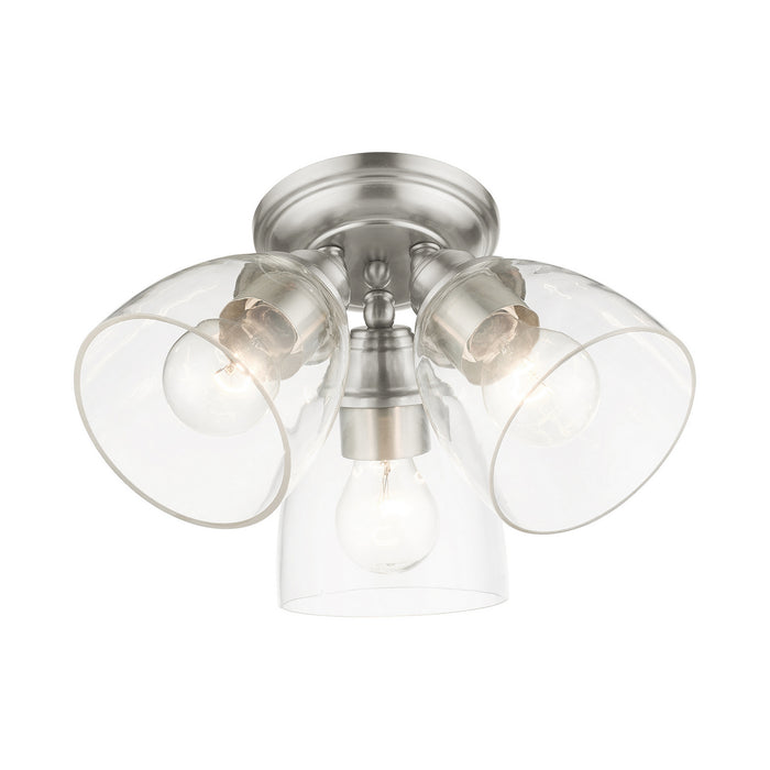 Three Light Flush Mount from the Montgomery collection in Brushed Nickel finish