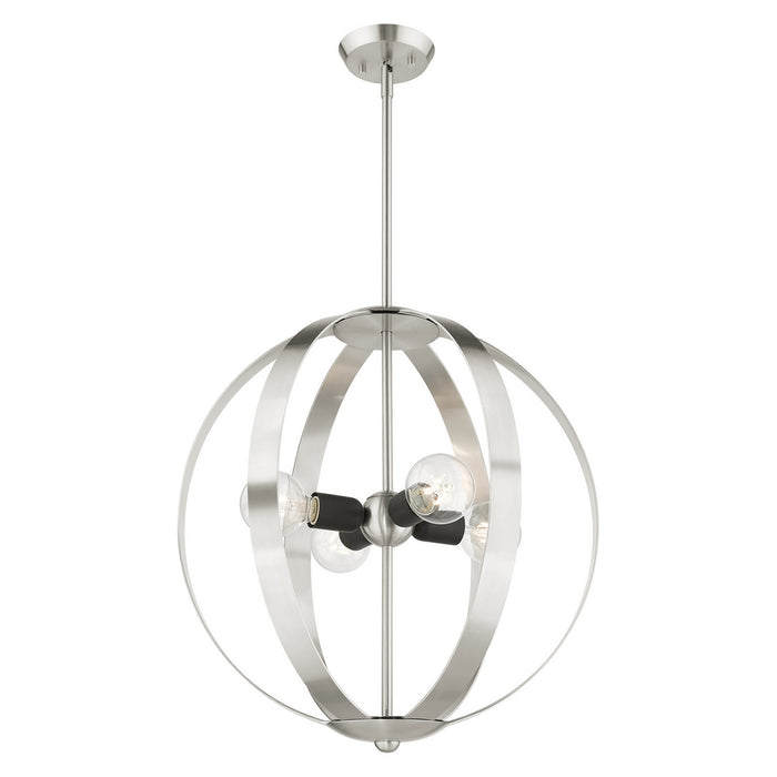 Four Light Chandelier from the Modesto collection in Brushed Nickel finish