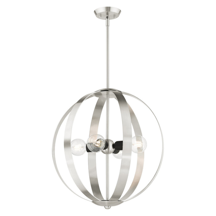Four Light Chandelier from the Modesto collection in Brushed Nickel finish