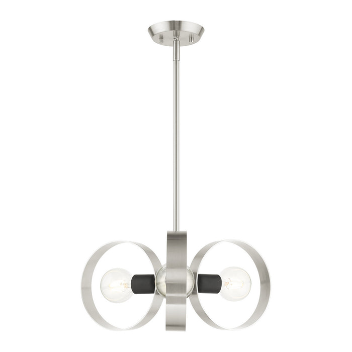 Three Light Chandelier from the Modesto collection in Brushed Nickel finish