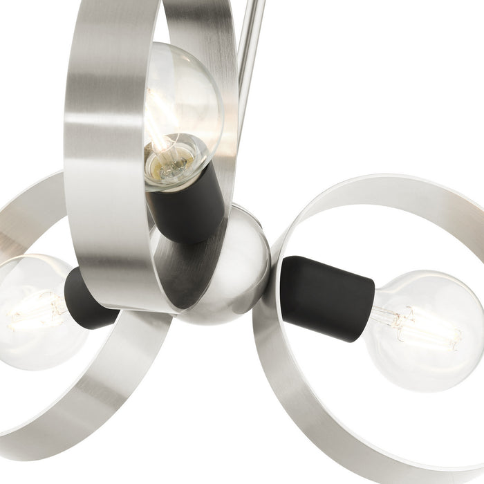 Three Light Chandelier from the Modesto collection in Brushed Nickel finish