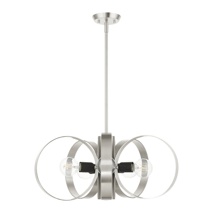 Six Light Chandelier from the Modesto collection in Brushed Nickel finish