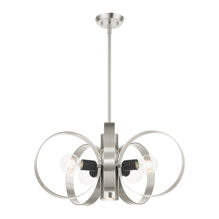 Six Light Chandelier from the Modesto collection in Brushed Nickel finish