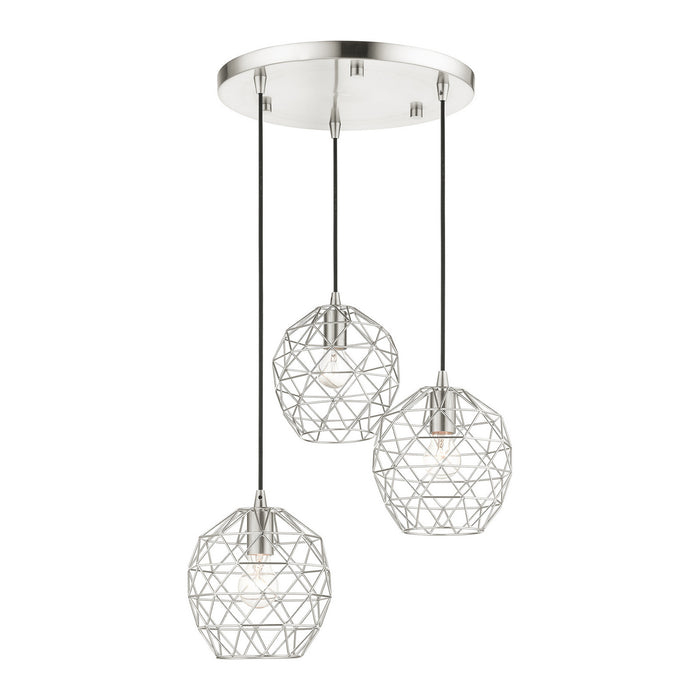 Three Light Pendant from the Geometrix collection in Brushed Nickel finish