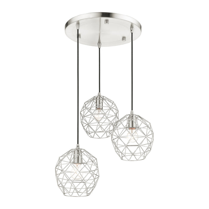Three Light Pendant from the Geometrix collection in Brushed Nickel finish