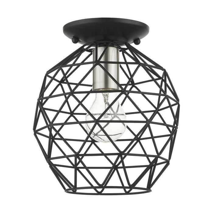 One Light Flush Mount from the Geometrix collection in Black finish
