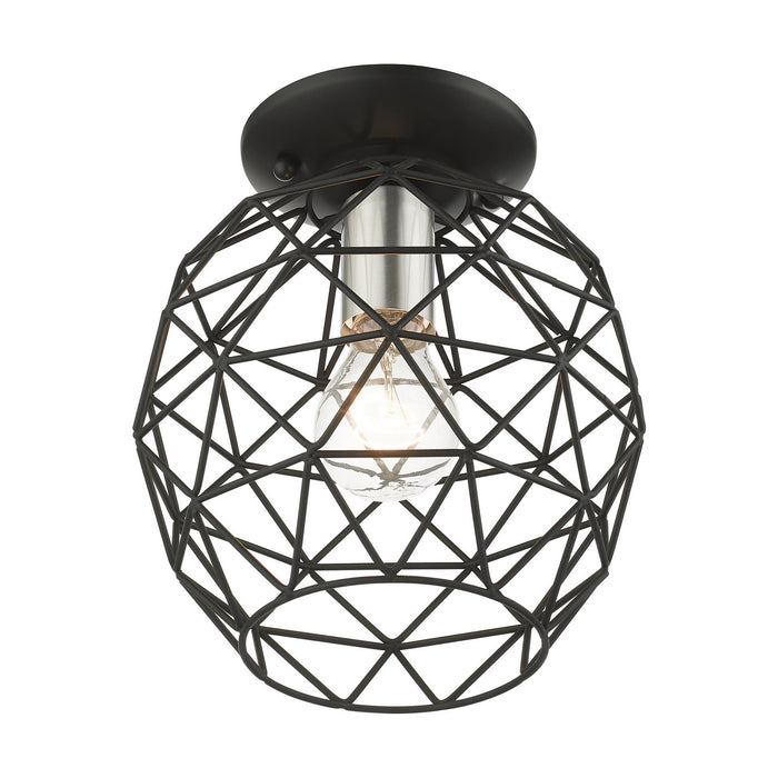 One Light Flush Mount from the Geometrix collection in Black finish
