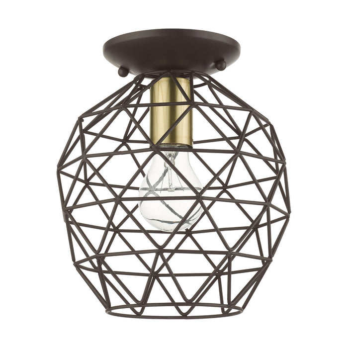 One Light Flush Mount from the Geometrix collection in Bronze finish