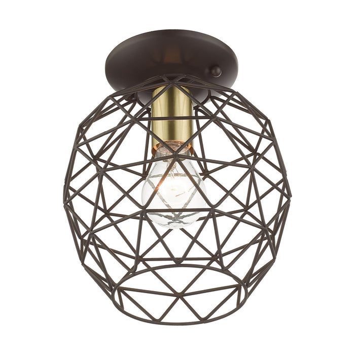 One Light Flush Mount from the Geometrix collection in Bronze finish