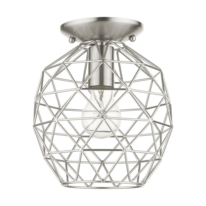 One Light Flush Mount from the Geometrix collection in Brushed Nickel finish