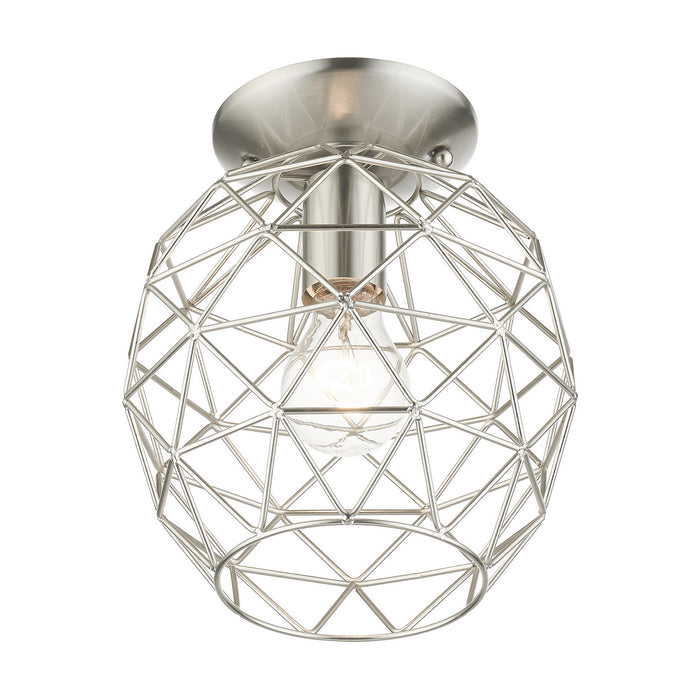 One Light Flush Mount from the Geometrix collection in Brushed Nickel finish
