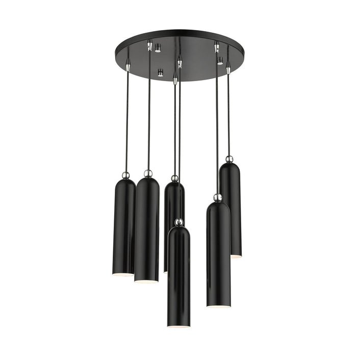Six Light Pendant from the Ardmore collection in Shiny Black finish