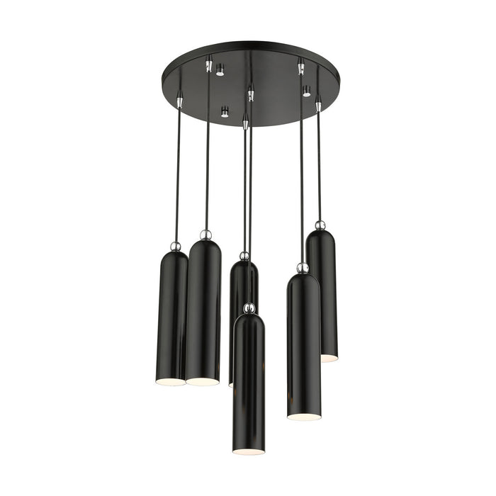 Six Light Pendant from the Ardmore collection in Shiny Black finish