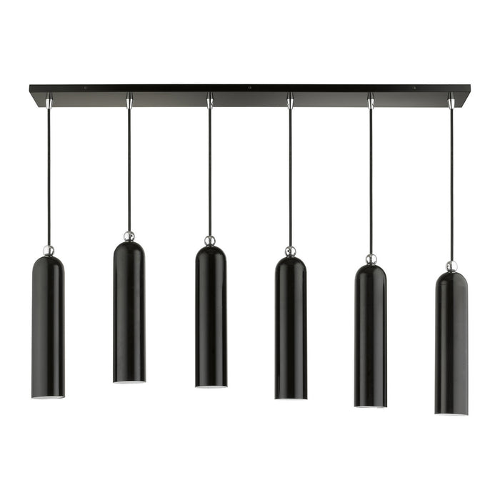Six Light Linear Pendant from the Ardmore collection in Shiny Black finish