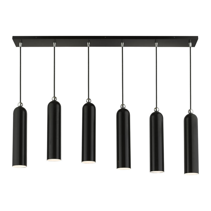 Six Light Linear Pendant from the Ardmore collection in Shiny Black finish