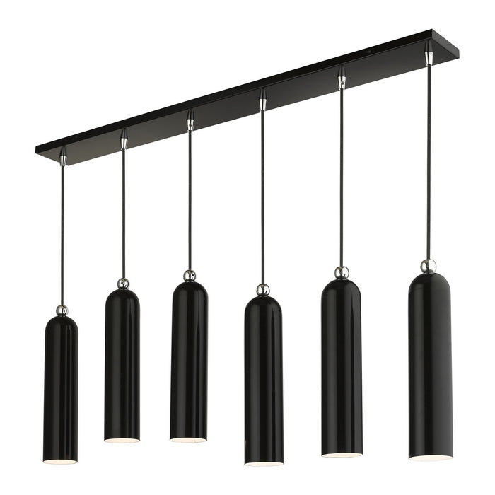 Six Light Linear Pendant from the Ardmore collection in Shiny Black finish