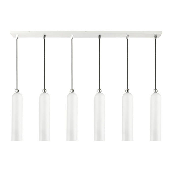 Six Light Linear Pendant from the Ardmore collection in Shiny White finish