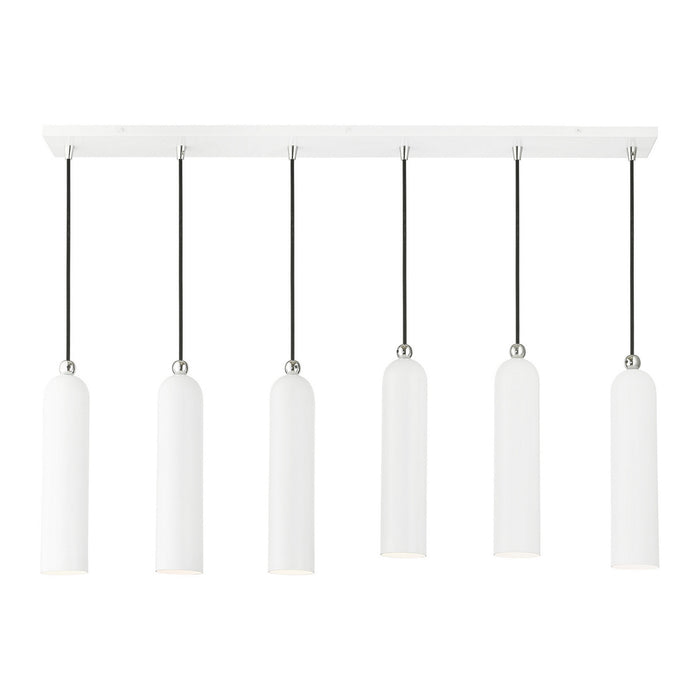 Six Light Linear Pendant from the Ardmore collection in Shiny White finish