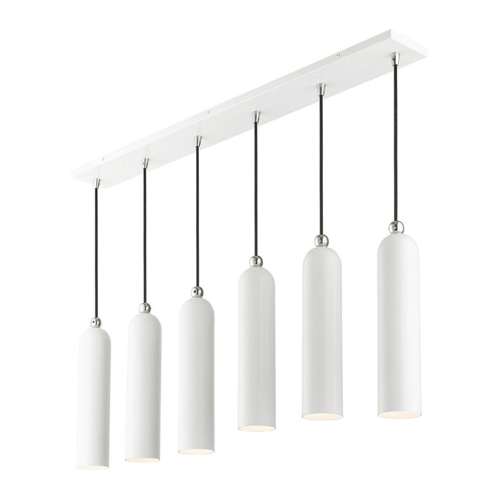 Six Light Linear Pendant from the Ardmore collection in Shiny White finish