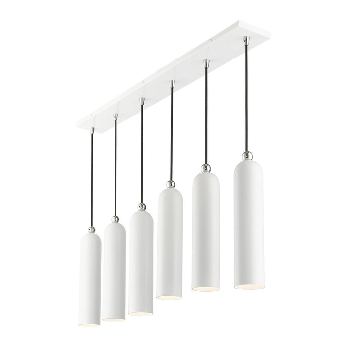 Six Light Linear Pendant from the Ardmore collection in Shiny White finish