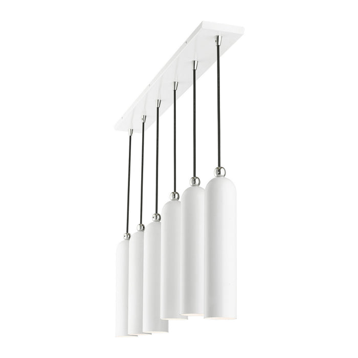 Six Light Linear Pendant from the Ardmore collection in Shiny White finish