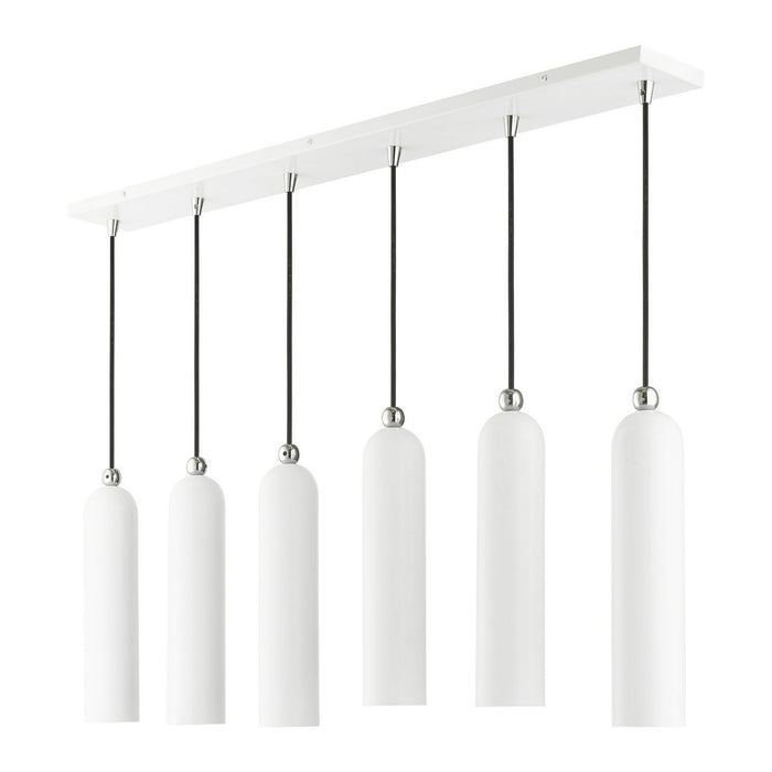 Six Light Linear Pendant from the Ardmore collection in Shiny White finish