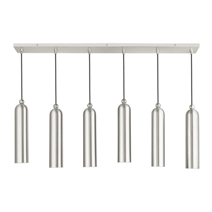 Six Light Linear Pendant from the Ardmore collection in Brushed Nickel finish