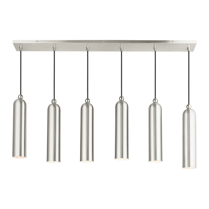 Six Light Linear Pendant from the Ardmore collection in Brushed Nickel finish