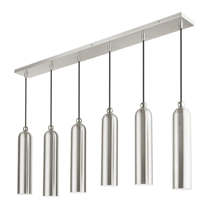 Six Light Linear Pendant from the Ardmore collection in Brushed Nickel finish