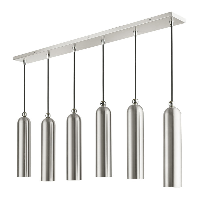 Six Light Linear Pendant from the Ardmore collection in Brushed Nickel finish