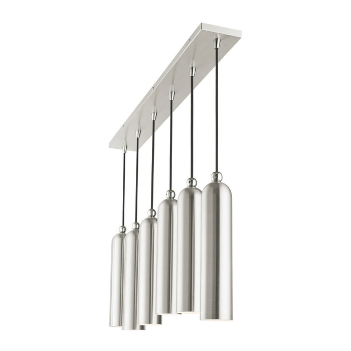 Six Light Linear Pendant from the Ardmore collection in Brushed Nickel finish