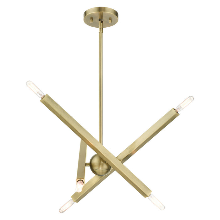 Six Light Chandelier from the Monaco collection in Antique Brass finish