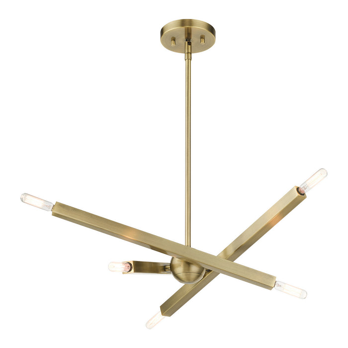 Six Light Chandelier from the Monaco collection in Antique Brass finish