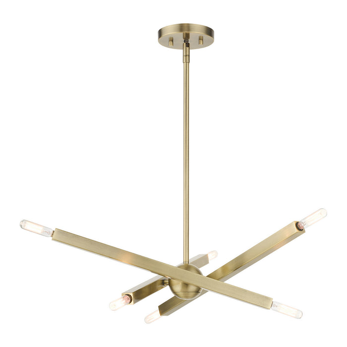Six Light Chandelier from the Monaco collection in Antique Brass finish