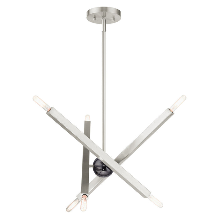 Six Light Chandelier from the Monaco collection in Brushed Nickel finish