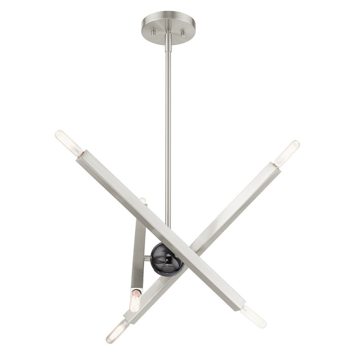 Six Light Chandelier from the Monaco collection in Brushed Nickel finish