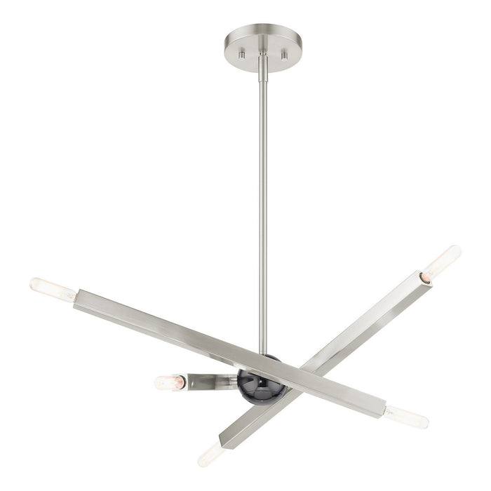 Six Light Chandelier from the Monaco collection in Brushed Nickel finish