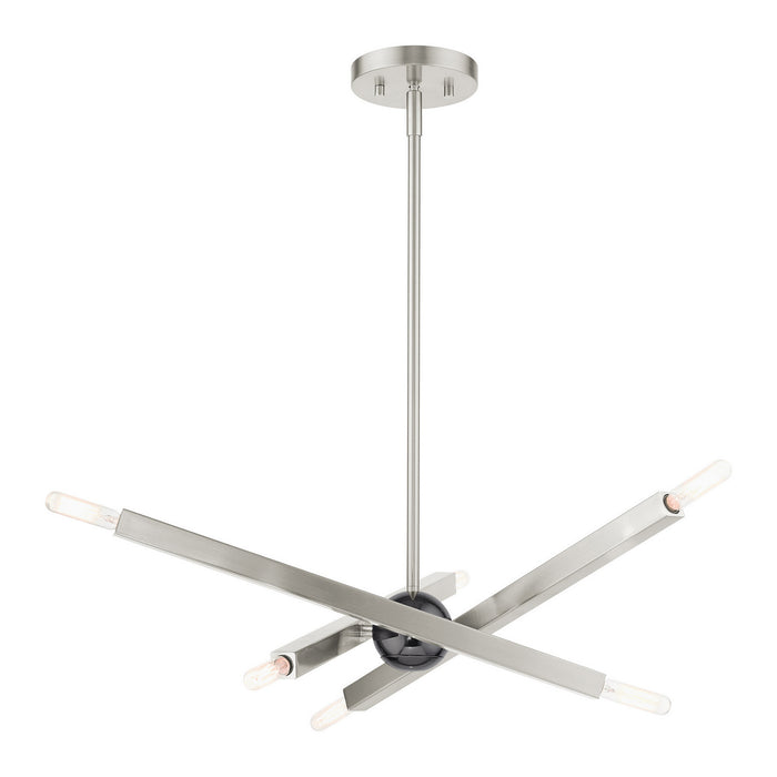 Six Light Chandelier from the Monaco collection in Brushed Nickel finish