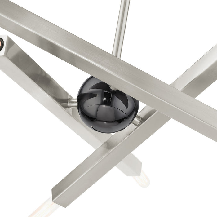 Six Light Chandelier from the Monaco collection in Brushed Nickel finish